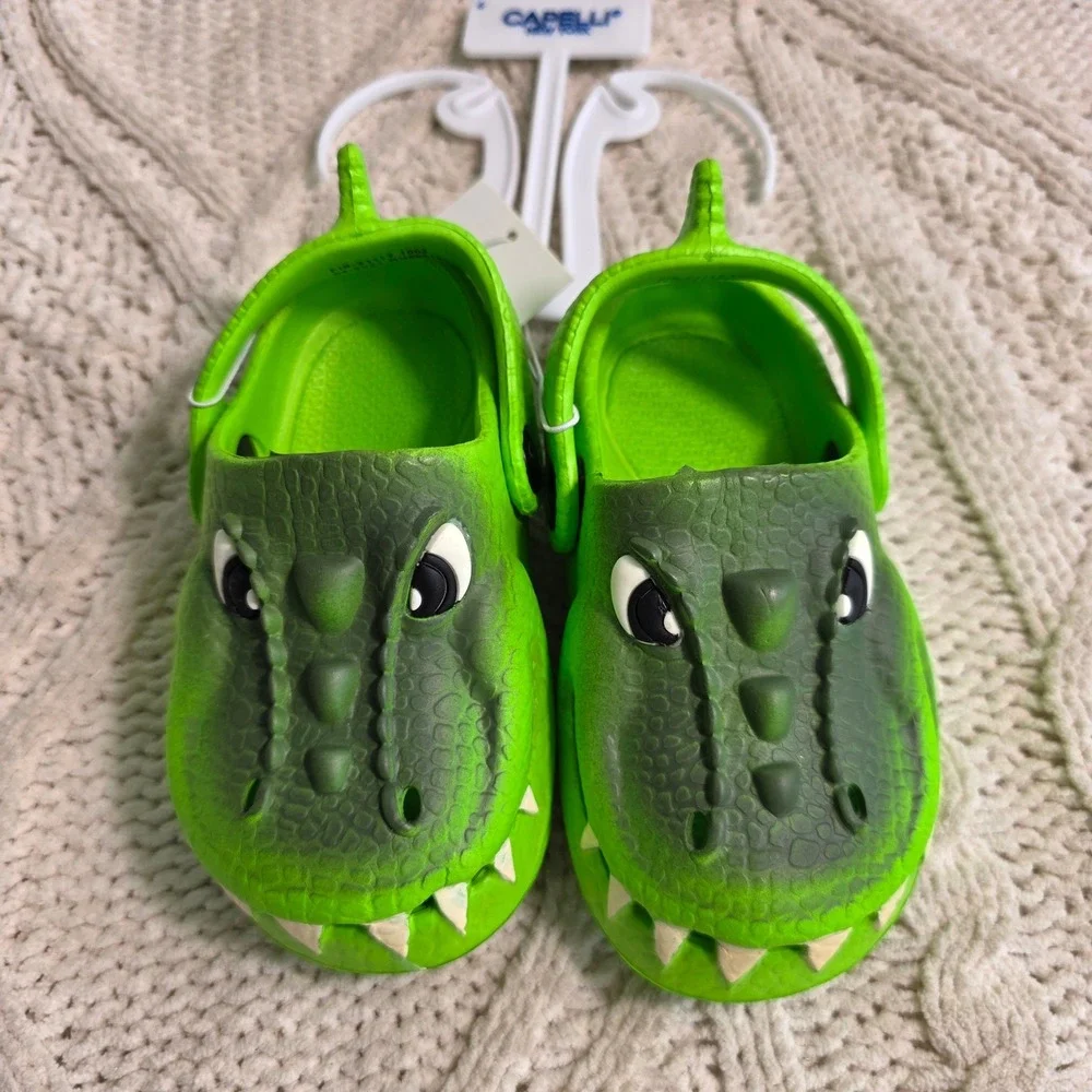 Capelli New York Clog Sandals Green Croc Alligator Dinosaur Toddler Boys 6 NWT